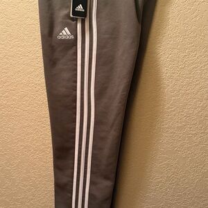 Adidas Kids Gray Joggers with White Stripes